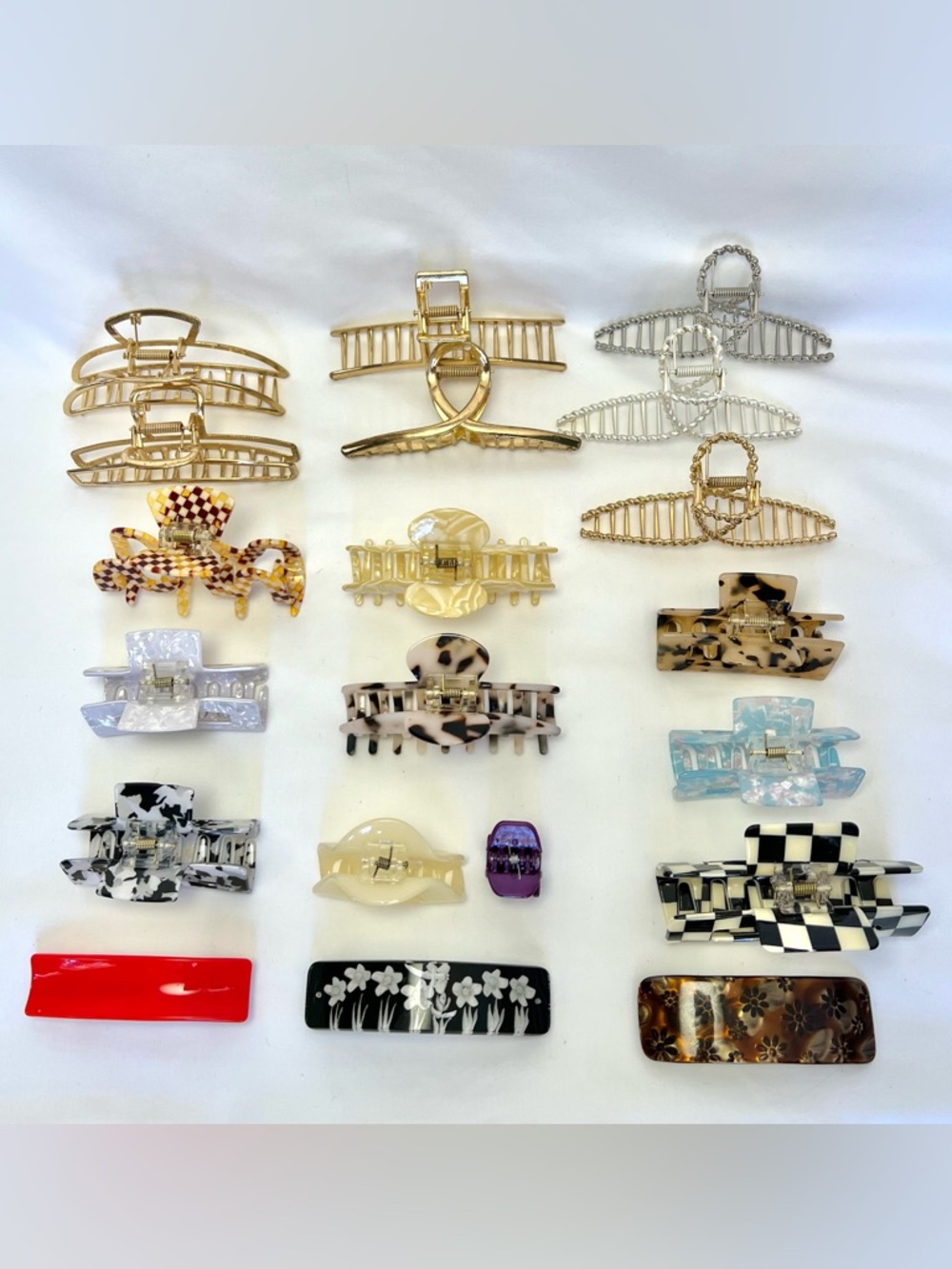 Hair Clip Claw Jaw Accessories Bundle Lot Tortoise Plastic Metal